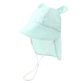 Detail view of mint green baby sun hat with cute ears and neck protection flap - 50-52CM / Mint Green