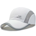 White breathable mesh baseball cap with gray accents and sport logo for outdoor activity - Adjustable / White