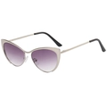 Occhiali cat-eye con montatura in metallo, lenti viola sfumate e finitura oro chiaro - Montatura Argento Lente Grigia