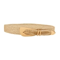 Ceinture tressée dorée pour femme avec boucle en D métallique et style rétro chic - Doré
