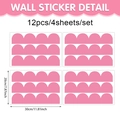 Pink wavy PVC wall stickers set of 12 pieces for kids bedroom and cabinet decor - 20x30cm (Set of 4) / Pink