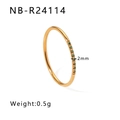 Minimalist 18K gold plated stainless steel ring with micro-paved green crystals - US 6 / Gold Green Zirconia Style (NB-R24114)