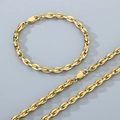 Juego de collar y pulsera de eslabones ovales bañados en oro de 18k con cierre de langosta - Pulsera 21cm / Dorado