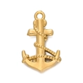 Gold plated stainless steel anchor pendant charm with rope design for DIY jewelry - Gold 568# Anchor / 15*23.5mm