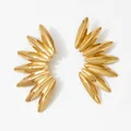 Gouden roestvrijstalen oorbellen met een gedurfd geometrisch ontwerp in bladvormige spikes - Goud Stralende Stijl (KD3214)