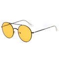 Vintage round metal sunglasses with yellow ocean lenses and double bridge frame - Black Frame Yellow Lens