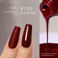 Deep red gel nail polish F143 in matte and glossy finishes for elegant manicure - F143 Jujube Red
