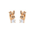 Cute rose gold rabbit earrings with sparkling zircon stones and diamond accents - 18K Gold Plated