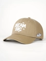 Détail de la broderie DREAM BIG et du logo nuage sur une casquette en coton kaki - Taille unique / Khaki Foncé