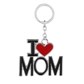 Polished silver I Love Mom keychain with red heart charm for Mother's Day gift - 2.MOM