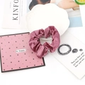 Elegant purple satin hair scrunchie with silky folds on a white decorative plate - 8#-Light Purple
