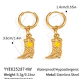 Detaillierte Maße der goldenen Edelstahl-Creolen mit Cowboy-Stiefel-Anhängern - Gelbes Herz Stil(YYE025287-YW)