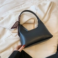 Classic black hobo shoulder bag with a patterned silk scarf wrapped around the handle - Black