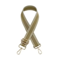 Detail of adjustable olive green nylon bag strap with gold metal buckle and swivel hooks - Army Green
