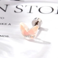 Iridescent butterfly screw back earring in clear resin and polished titanium steel - Orange (Single Piece)