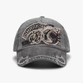Vintage gray washed baseball cap with SHARKS patch embroidery and distressed details - Adjustable / Dark Gray