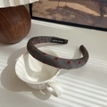 Grey cloth headband with red polka dots on white ceramic cup, handmade hair accessory - Grey-Polka Dot