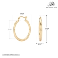 Detailed view of gold twisted hoop earrings in 925 sterling silver with dimensions - 925 Silver Plated Yellow Gold 30mm