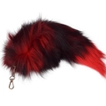 Plush red and black faux fox tail charm with a long golden chain and clasp hook - 40CM / Red