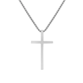 Collar con colgante de cruz con agujero cuadrado de acero titanio para hombres - Con Cadena / Plateado