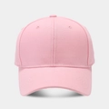Detail of pink cotton twill baseball cap showing six-panel stitch and curved brim - Adjustable / Light Pink