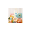 Cream canvas tote bag featuring cute cartoon giraffe and birds illustration - Deer