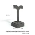 Gray microfiber Y-shaped earring display stand with square base for jewelry store - Grey Y-Shape Earring Stand