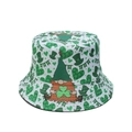 Detail of white bucket hat with green gnomes and shamrocks for St. Patrick's Day celebration - White Base Gnome Hearts Clover All-over Print (D)