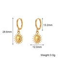 Vintage golden stainless steel sun charm hoop earrings for women with detailed measurements - Gold