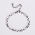 Close-up of a 5.5mm stainless steel flat curb link bracelet with an extension and round tag - 5.5mm / Silver 18+5cm