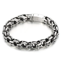 Men's matte silver 316L stainless steel curb chain bracelet with a square clasp - Industrial Style Tank Chain Polished Style (KB119290-BDJX)