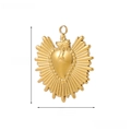 Polished gold stainless steel sacred heart pendant with radial rays 3.0cm x 2.6cm - Gold Radiant Sacred Heart-BP48184B0