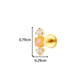 Titanium flat back stud with orange opal and clear zircon stones in gold finish - White Opal Style (T2561-2#)