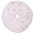 Jupe de sapin de Noël en peluche blanche avec motifs de flocons argentés - Flocon de Neige d'Argent