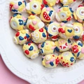 Colorful hand-painted DIY craft beads with hearts and clouds for jewelry making - White Yellow Cream Mixed