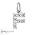 Sparkling silver stainless steel letter F pendant with clear zircon inlay for DIY jewelry - Letter F(ZP39269) / Steel