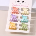 Detailed set of 6 matte macaron butterfly hair clips on a white fashion jewelry card - Butterfly Octopus Style / 6-Piece Set