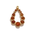 Böhmischer Gold-Edelstahl-Tropfenanhänger mit orangen Kristallen für DIY-Schmuckherstellung - Braun