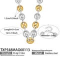 Gedetailleerde maten van de tweekleurige roestvrijstalen varkensneus ketting set - Ketting (43+5cm) / Color Block