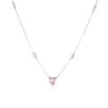 Elegant silver necklace featuring a pink heart zircon pendant and round accent stones - Silver Pink Zirconia