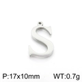 Polished silver stainless steel letter S pendant charm, dimensions 17x10mm and 0.7g weight - Letter S (KLJ1426-Z) / Steel