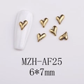Detail of 6x7mm vintage gold heart nail art charms on white artificial nails - AF25-Gold Metal Heart
