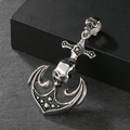 Colgante de ancla y calavera punk vintage en acero inoxidable plata y negro hombre - Doble Calavera Ancla (KP36501-D)