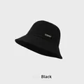 Lightweight foldable black bucket hat with metallic brand plaque and quick-dry fabric - Adjustable (54-58cm) / Black
