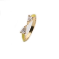 Bague cœur ajustable plaquée or avec émail jaune et deux zircons en forme de poire - Ouvert Réglable / Jaune