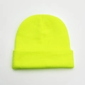 Warmer Doppelstrick-Beanie für Damen und Herren in Neongelb mit umschlagbarem Saum - Neongelb