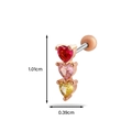 Rose gold screw-back stud earring featuring three colorful heart-shaped crystal gems - 8# Rose Gold (Triple Color Hearts)