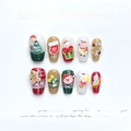 Handmade 3D Christmas press-on nails featuring Santa, snowman, and festive glitter patterns - Extra Small (XS) / 1170-Santa Claus