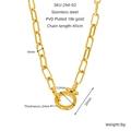 Technical view of 18k gold plated paperclip chain necklace with detailed size dimensions - Paperclip Necklace (ZN294G-02) / 18K Gold