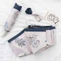 Floral automatic folding umbrella set with matching sleeve and ribbon accessory - 3-Fold Manual Style - Lily of the Valley